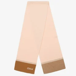 Chloé Girls Pink Cotton & Wool Knit Scarf