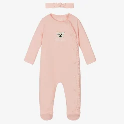 Guess Girls Pink Cotton Babysuit Set Discount