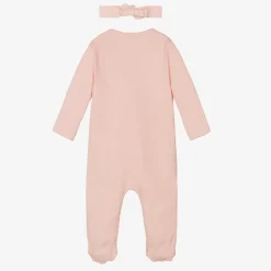 Guess Girls Pink Cotton Babysuit Set Discount