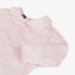 Versace Girls Pink Cotton Babysuit & Hat Set Clearance