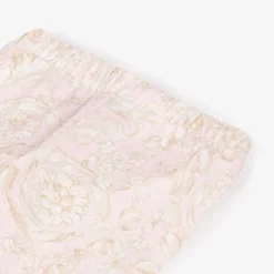 Versace Girls Pink Cotton Barocco Print Leggings New