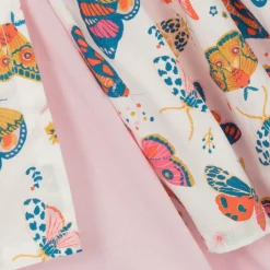 Powell Craft Girls Pink Cotton Butterfly Print Dress Online