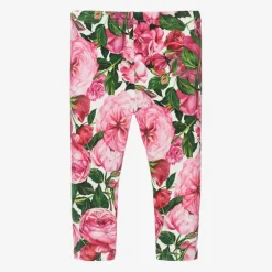Dolce amp; Gabbana Girls Pink Cotton Floral Leggings Sale