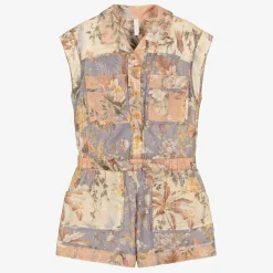 Zimmermann Girls Pink Cotton Floral Playsuit Spliced Discount