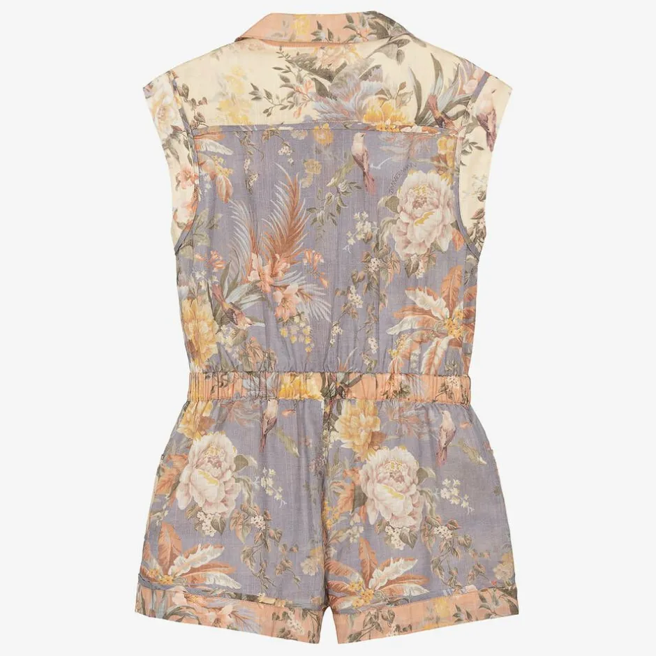 Zimmermann Girls Pink Cotton Floral Playsuit Spliced Discount