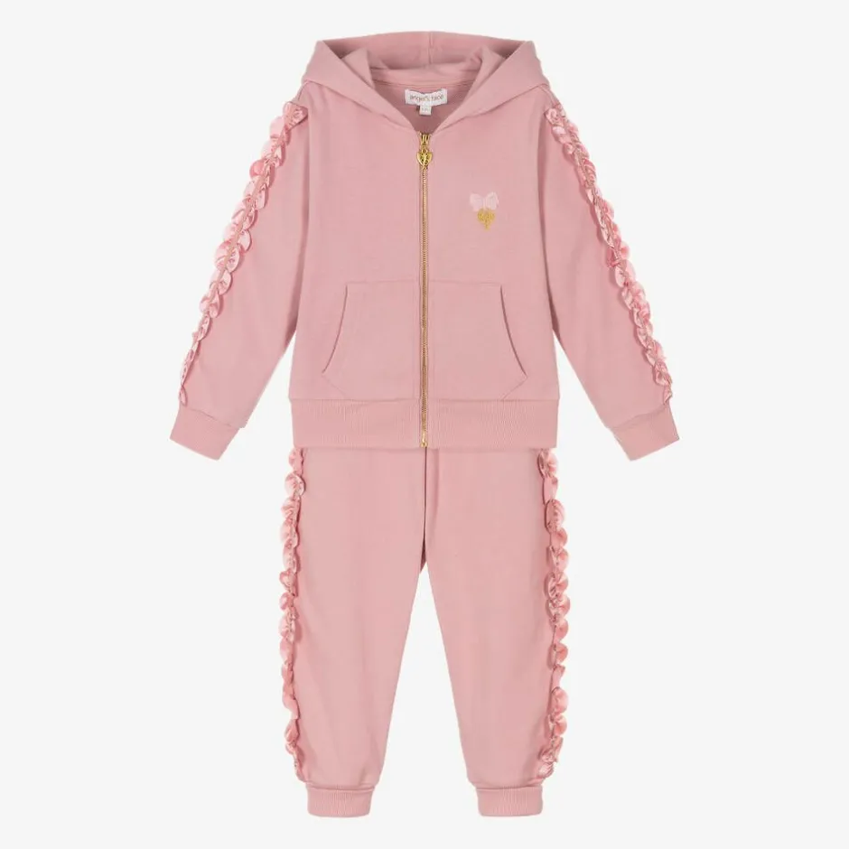 Angels Face Girls Pink Cotton Frilled Tracksuit TeaRose Sale