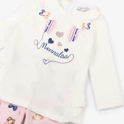 Monnalisa Girls Pink Cotton Headphones Leggings Set