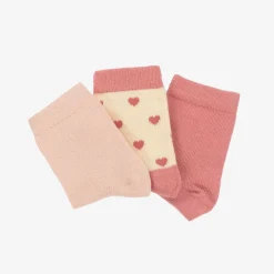 Petit Bateau Girls Pink Cotton Heart Socks (3 Pack) Best