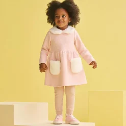 Hatley Girls Pink Cotton Herringbone Dress Outlet