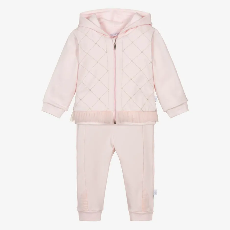 Sofija Girls Pink Cotton Hooded Tracksuit Online