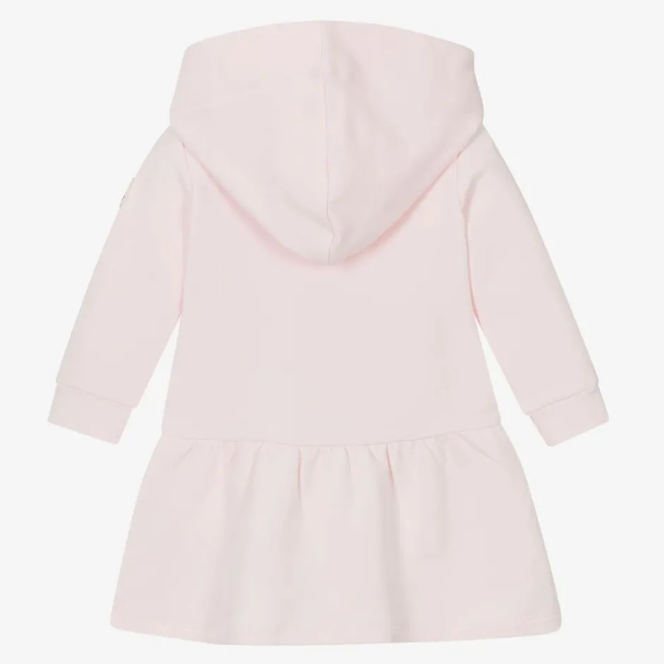 Moncler Enfant Girls Pink Cotton Hooded Dress Outlet