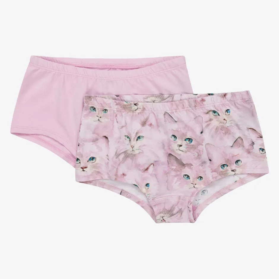 Molo Girls Pink Cotton Kitten Knickers (2 Pack) Hot