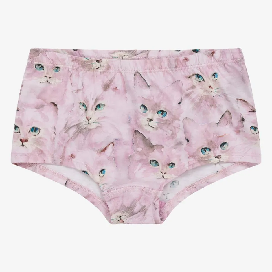 Molo Girls Pink Cotton Kitten Knickers (2 Pack) Hot