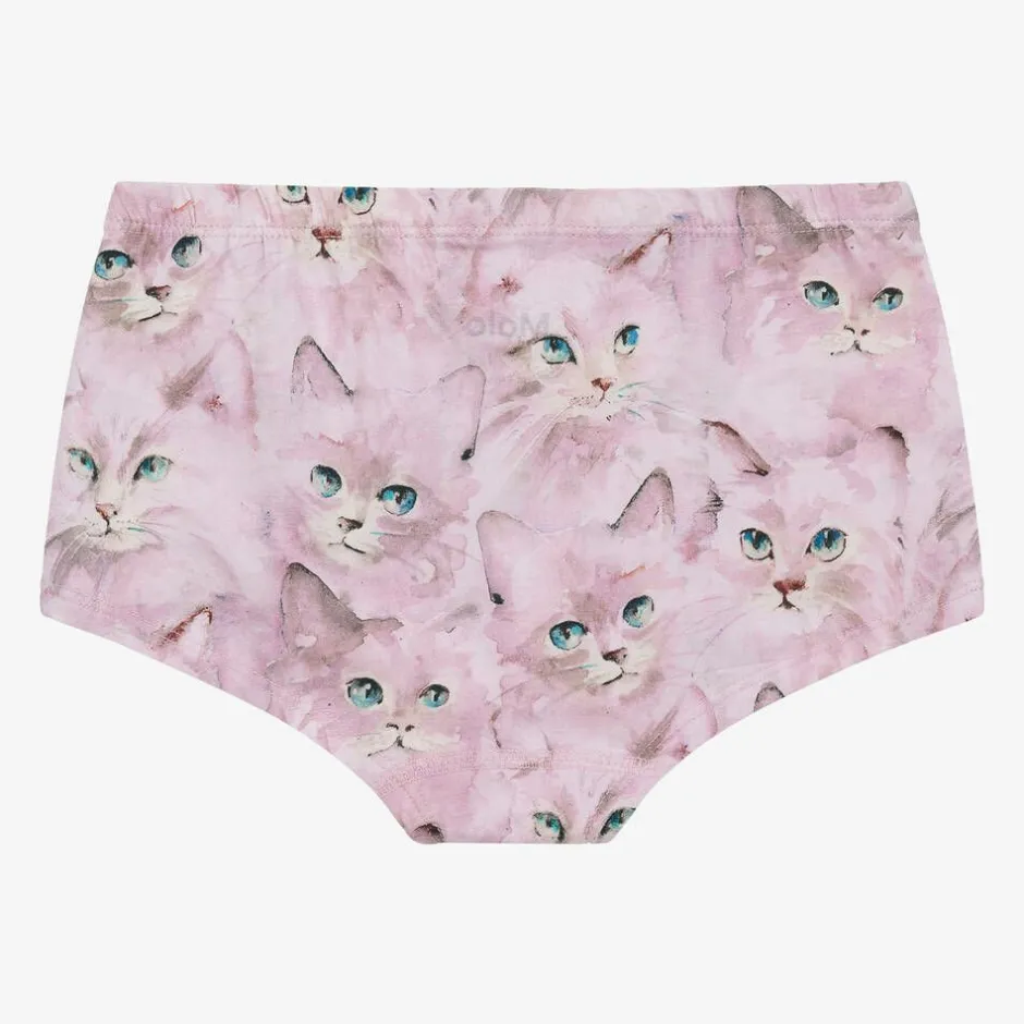 Molo Girls Pink Cotton Kitten Knickers (2 Pack) Hot