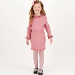 Angels Face Girls Pink Cotton Knit Bow Skirt TeaRose Clearance