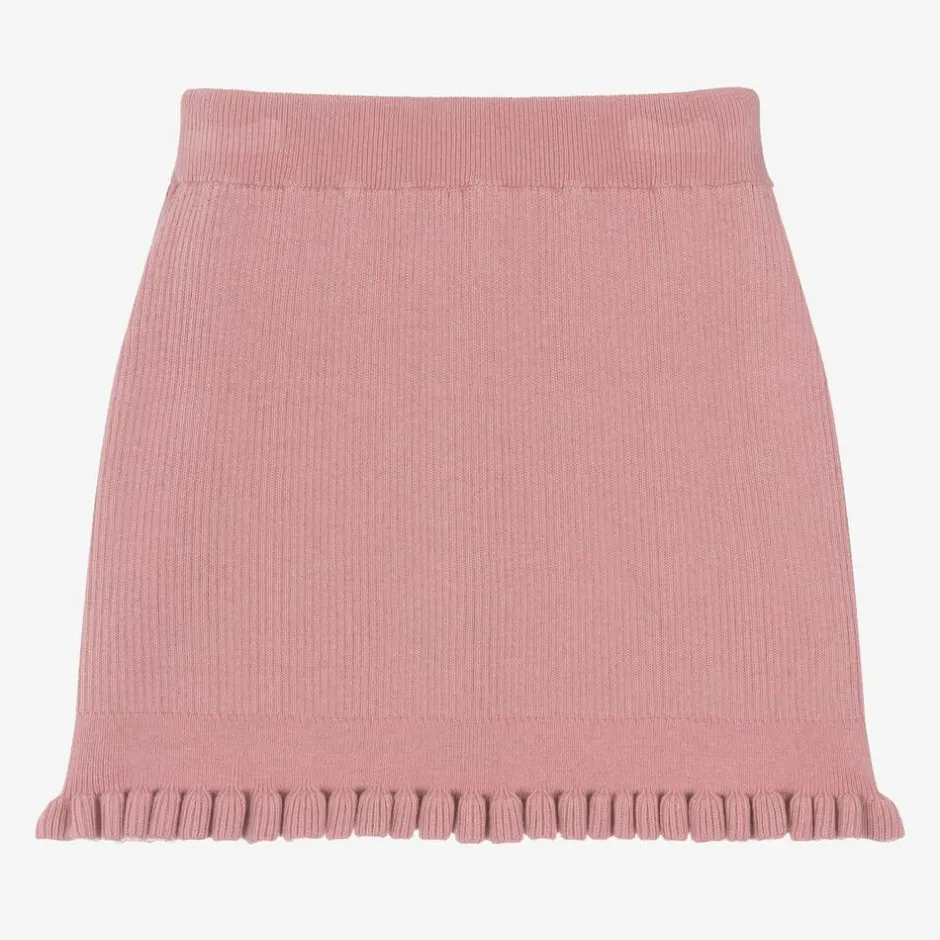 Angels Face Girls Pink Cotton Knit Bow Skirt TeaRose Clearance