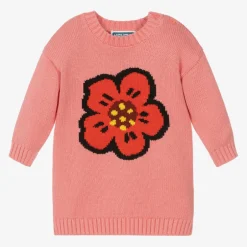 KENZO KIDS Girls Pink Cotton Knit Boke Flower Dress