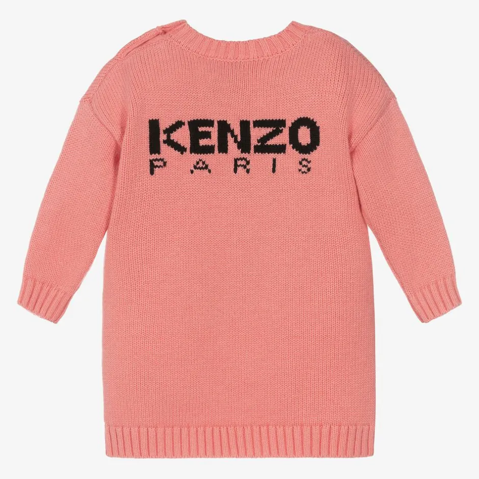KENZO KIDS Girls Pink Cotton Knit Boke Flower Dress