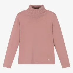 Mayoral Girls Pink Cotton Knit Roll Neck Sweater Best