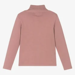 Mayoral Girls Pink Cotton Knit Roll Neck Sweater Best