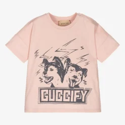 Gucci Girls Pink Cotton Logo T-Shirt Sale