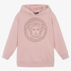Versace Girls Pink Cotton Medusa Logo Hoodie Hot