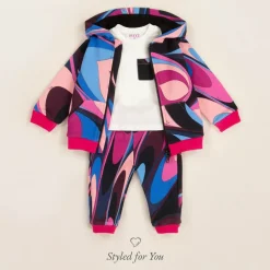 PUCCI Girls Pink Cotton Onde Zip-Up Top Sale