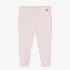 Billieblush Girls Pink Cotton Sequin Hem Leggings Hot