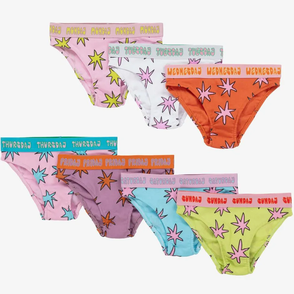 Stella McCartney Kids Girls Pink Cotton Star Knickers (7 Pack) Clearance