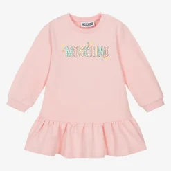 Moschino Baby Girls Pink Cotton Sweatshirt Dress New