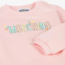 Moschino Baby Girls Pink Cotton Sweatshirt Dress New