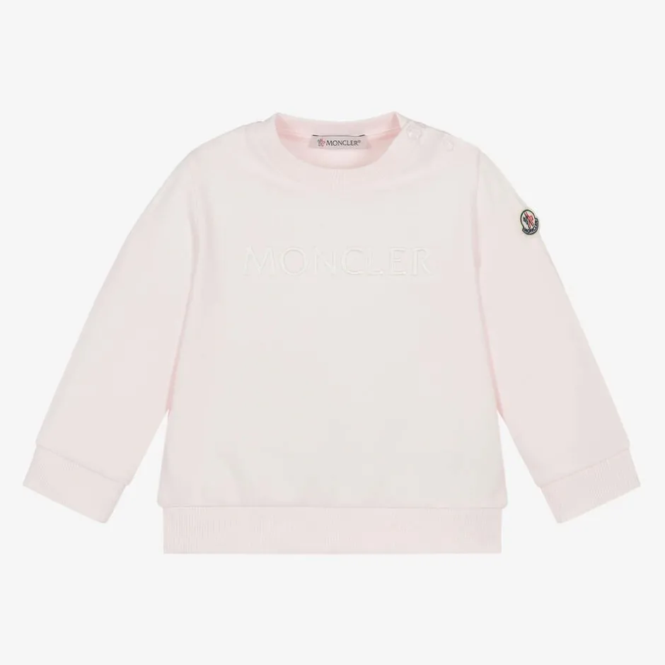 Moncler Enfant Girls Pink Cotton Sweatshirt Discount