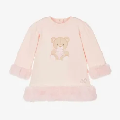 A Dee Girls Pink Cotton Teddy Bear Dress Hot