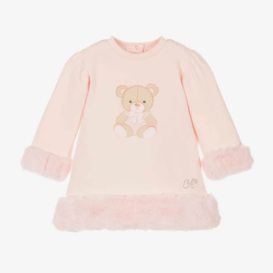 A Dee Girls Pink Cotton Teddy Bear Dress Hot