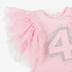 Angels Face Girls Pink Cotton 4th Birthday T-Shirt Fairypink