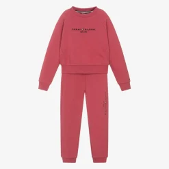 Tommy Hilfiger Girls Pink Cotton Tracksuit Best