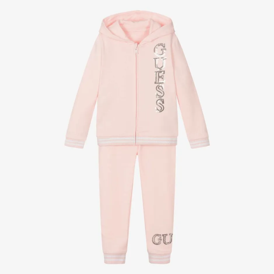Guess Girls Pink Cotton Tracksuit Outlet