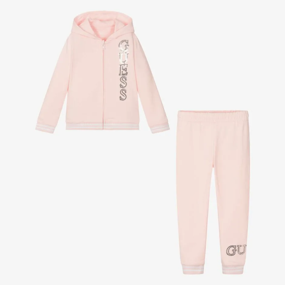 Guess Girls Pink Cotton Tracksuit Outlet