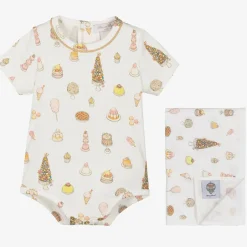 Atelier Choux Paris Girls Pink Cotton Treats Babysuit Gift Set Discount