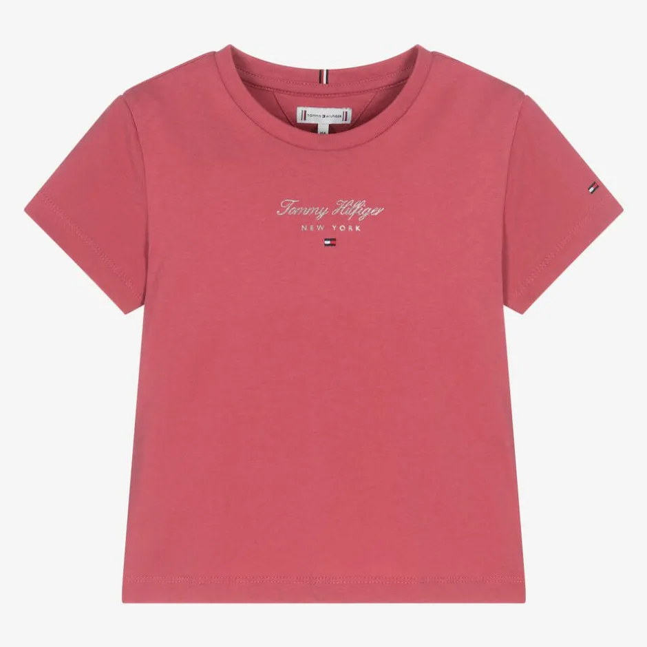 Tommy Hilfiger Girls Pink Cotton T-Shirt New