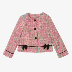 Piccola Speranza Girls Pink Cotton Tweed Jacket Discount