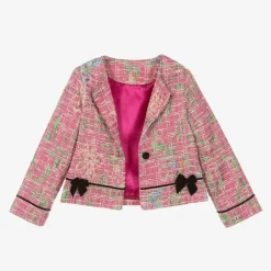 Piccola Speranza Girls Pink Cotton Tweed Jacket Discount