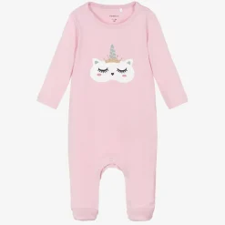 NAME IT Girls Pink Cotton Unicorn Babygrow Outlet