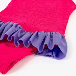 Hunza G Girls Pink Crinkle Frill Swimsuit New