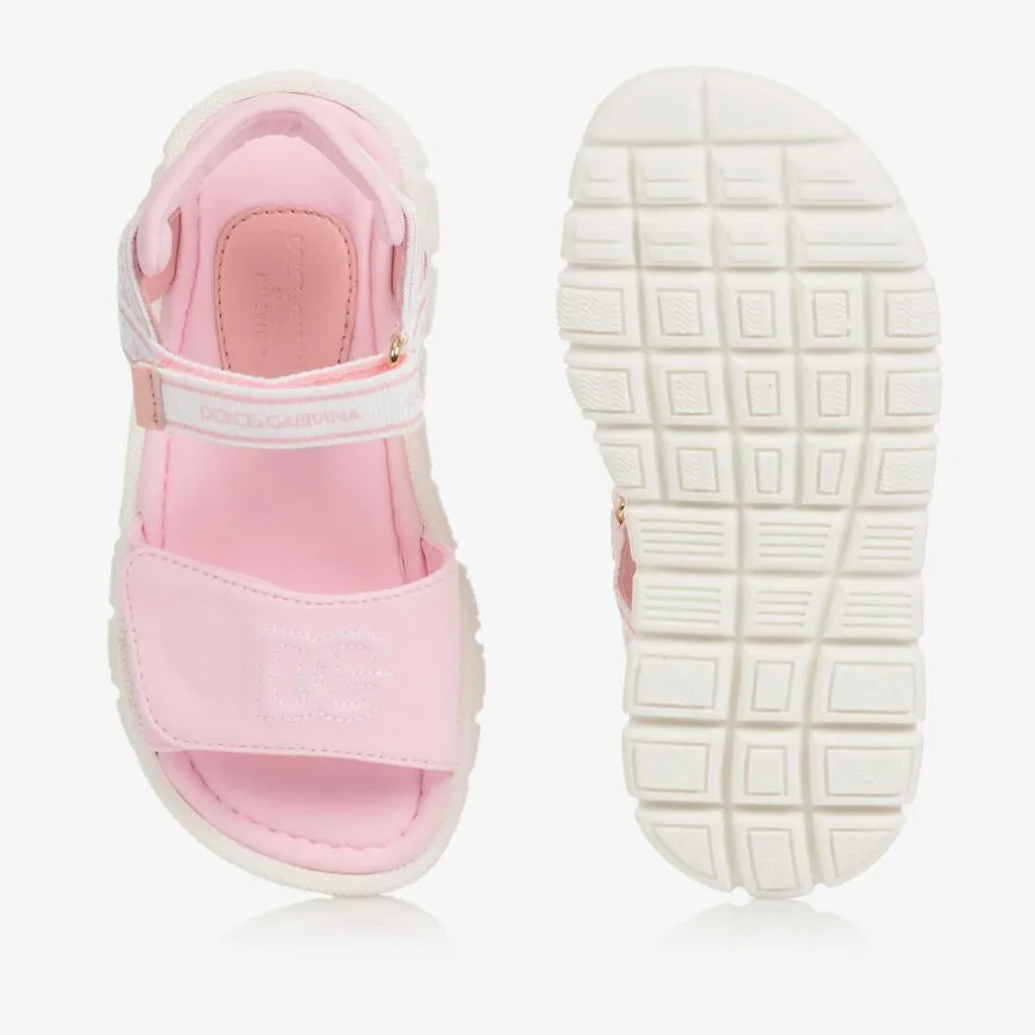 Dolce amp; Gabbana Girls Pink DG Logo Sandals Sale