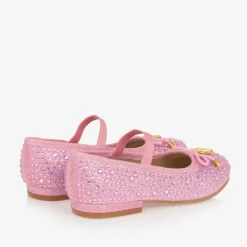 Angels Face Girls Diamanté Ballerina Shoes Pink New