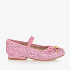 Angels Face Girls Diamanté Ballerina Shoes Pink New