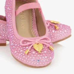 Angels Face Girls Diamanté Ballerina Shoes Pink New