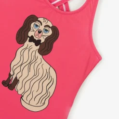 Mini Rodini Girls Pink Dog Print Swimsuit (UPF50+)