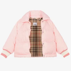 Burberry Girls Pink Down Padded Puffer Jacket Clearance